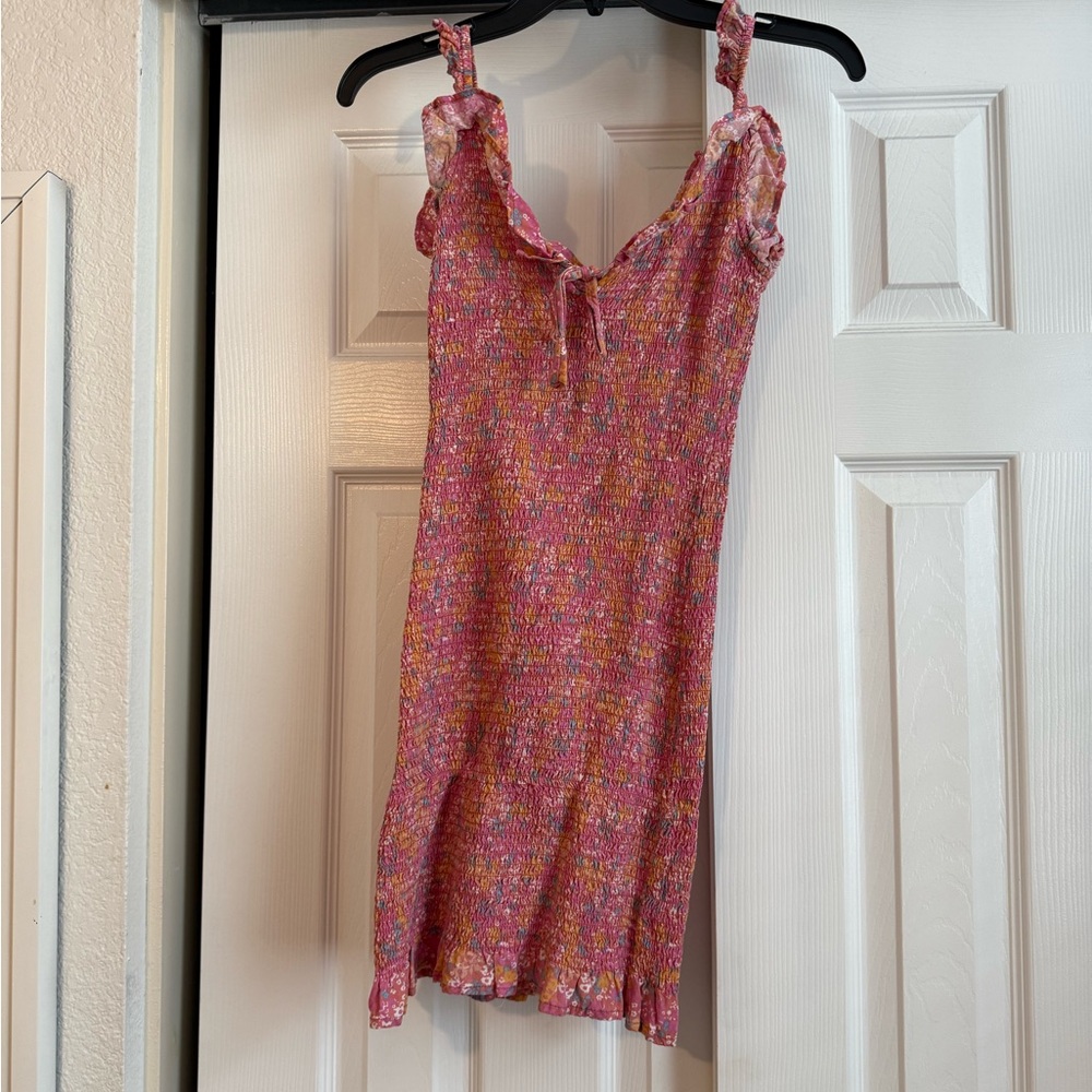 Pink Floral Smocked Dress